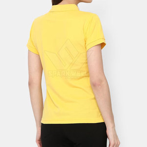 Women's Yellow Solid Color Short Sleeve for <b>Shirt</b> Casual 100% Cotton Knitted Fabric Regular Length Quick Dry Breathable - Product Image 3