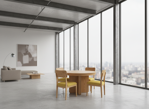 Ensemble de table basse ronde moderne avec 4 chaises en bois de frêne massif, léger et durable - Product Image 6