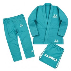 Uniforme de Entrenamiento de Verano Verde Turquesa Claro, Tejido Ligero, Refuerzos Ripstop, 380g, Secado Rápido, Unisex, BJJ Gi, Precio de Fábrica - Product Image 1