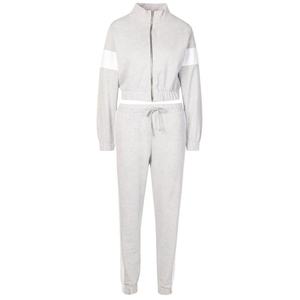 <b>Women's</b> Black <b>White</b> Color Block Crop Top Tracksuit Set Full Sleeve Hooded Sporty <b>Joggers</b> Ankle Length Fleece Breathable Loose - Product Image 5