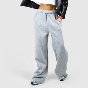 Pantalones Deportivos Anchos Grises para Mujer, de Poliéster y Algodón, Casuales, con Logotipo Personalizado, Proveedor OEM - Product Image 1