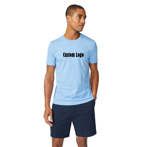 T-shirt pour homme personnalisé avec logo imprimé, bleu, manches courtes, col rond, coupe classique, 100% coton jersey respirant, design avec inscription au dos - Product Image 6