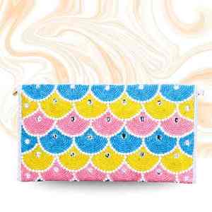 Bolsos de Mano Artesanales de Lujo de la India, Forma de Baguette, Hechos a Mano, con Cuentas de Vidrio Multicolores, Bolsos de Mano Casuales y Duraderos, Bolsos Promocionales - Product Image 1