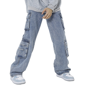 กางเกงยีนส์แฟชั่นใหม่สำหรับผู้ชาย คุณภาพสูง กระเป๋าแบบกำหนดเอง สไตล์สตรีทแวร์ ทรงหลวม ทันสมัย - Product Image 1