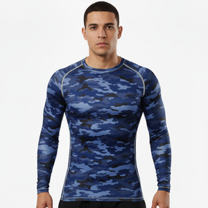 Latest Edition Tight Fitted Sports Training Anti UV Breathable High Seamed Stitched Long Sleeve Swimming <b>Surfing</b> Rash Guard - Product Image 2