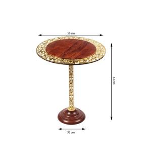 Traditional Rosewood Top Brass <b>Console</b> <b>Table</b> with Pedestal Base Handmade Antique Living Room Furniture 56cm Diameter - Product Image 2
