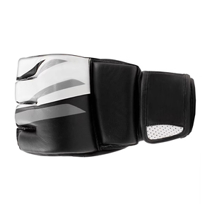 Gants de MMA demi-doigts en cuir avec fermeture Velcro, noir et blanc, équipement d'entraînement d'arts martiaux pour adultes - Product Image 4