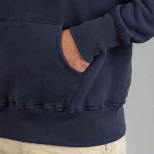 Sweat-shirt à capuche bleu marine pour homme, coupe classique, décontracté, automne, couleur unie, tricoté, avec poche en polaire - Product Image 4