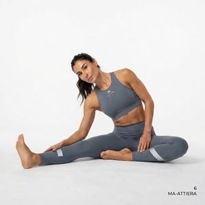 Women High Waist Reflective Panel Leggings and <b>Racerback</b> Sports <b>Bra</b> Two Piece Fitness Activewear Set - Product Image 4
