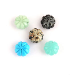 Perles de jaspe dalmatien sculptées à la main, en forme de citrouille, non percées, fantaisie, en forme de fleur, vente en gros, best-seller - Product Image 1