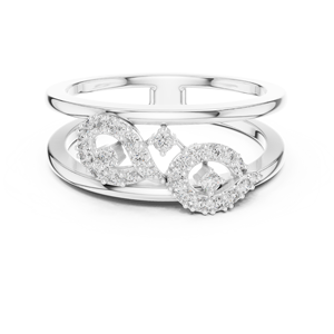 Ensemble de bagues doubles LUMINARA en or blanc massif 18 carats plaqué rhodium avec diamants de laboratoire, style minimaliste, pour fiançailles, fêtes, mariages et usage quotidien - Product Image 1