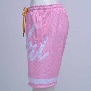 Shorts de basket-ball pour hommes en mesh de qualité supérieure, impression par sublimation personnalisée, avec poches zippées, shorts en polyester hautement élastiques - Product Image 6