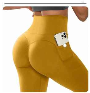 Wholesale Quick Dry High Waist Running Scrunch Butt Seamless Yoga Pants Solid Color Fitness Tight Slim Women Sports Leggings - Product Image 4