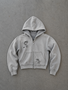 Sudaderas con capucha para hombre, OEM de fábrica, de algodón de alto gramaje, con lavado vintage, efecto desgastado, tipo jersey, con borde sin rematar, costura expuesta y forro polar cortado - Product Image 1