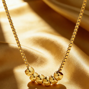 สร้อยคอรูปทรงเรขาคณิตสำหรับผู้หญิง ทำจากสแตนเลส 304 ชุบทอง 18K พร้อมสายแบบกล่อง - Product Image 2