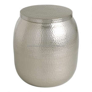 Tables à café martelées en aluminium, tambour en or ou Nickel, pour décoration intérieure, meubles de salon/hall d'entrée, S/2 - Product Image 6