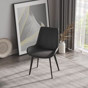 Set di 4 Sedie da Pranzo Moderne Grigie con Gambe in Metallo Nero per Soggiorno, Arredamento Elegante per la Casa - Product Image 2