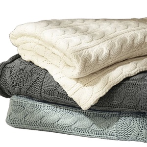 SZPLH Super Soft Warm Multi Color 100% Cotton <strong>Cable</strong> <strong>Knit</strong> <strong>Throw</strong> Blanket - Product Image 1