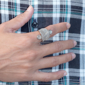 Iced Artistic Curved Leaf Inspired Men's Cluster <b>Ring</b> Full Pave Moissanite Sterling <b>Silver</b> Bold Hip Hop Bling Jewelry Gift Him - Product Image 5