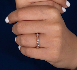 Bague de mariage ovale en or 14 carats avec diamant de laboratoire, empilable, 0,92 carat, plaqué rhodium, bijoux fins pour anniversaire, fiançailles, cadeau - Product Image 5