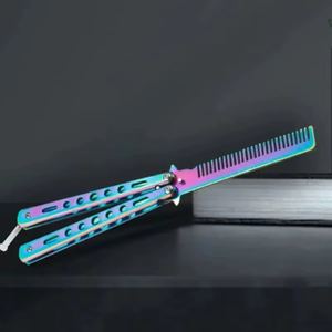 Peigne à cheveux professionnel en acier inoxydable 1 pièce, peigne papillon pliable de haute qualité, brosses à barbe et moustache pour salon - Product Image 2