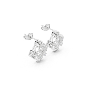 Pendientes de Oro Rosa de 14K con Diamantes Cultivados en Laboratorio, Redondos, para Mujer, para Novia, Nuevos - Product Image 6
