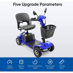 Monopattino Elettrico a 4 Ruote Migliorato per Anziani e Adulti, Design Compatto Pieghevole con Luci, Velocità Massima 24 km/h - Product Image 3