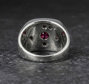 Handmade Solid Vintage 925 Sterling Silver Christian <b>Men's</b> Signet <b>Ring</b> <b>Ruby</b> Cubic Zirconia Gemstones Engagement Everyday Wear - Product Image 4