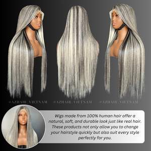 วิกผมมนุษย์สำหรับต่อผม100% แบบเต็ม HD สำหรับวิกผมถักด้านหน้ามีสีไฮไลต์สำหรับการทำวิกผม - Product Image 4