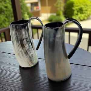 Natural Buffalo Horn Viking Drinking Beer <b>Mug</b> Eco-Friendly Durable <b>Large</b> Capacity Hand Grip Best Selling Home Use - Product Image 1