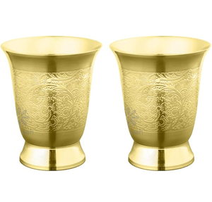 Verre en laiton à motif gaufré, finition classique, design luxueux, fait main, pour restaurants, bars et hôtels. - Product Image 3