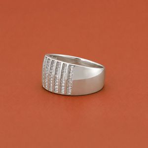 S925 Sterling <b>Silver</b> Channel Set Baguette Moissanite Diamond Band Wide Wedding <b>Ring</b> <b>Men</b> - Product Image 4