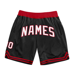 Shorts de basket-ball pour hommes, sportifs, noirs et rouges, en mesh sublimé, tissu respirant, haute qualité, entraînement, compétition, vêtements de sport - Product Image 1
