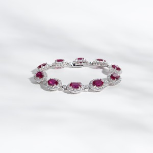 Pulsera de Moissanita Rosa con Corte Ovalado y Piedras Engastadas para Regalo de Compromiso para Mujer, Joyería de Plata 925 de Fabricante - Product Image 2