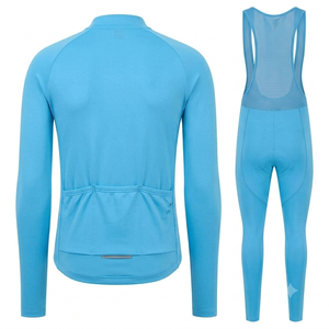 Ensemble cycliste homme personnalisé bleu ciel à manches longues, kit de course thermique léger et respirant, avec salopette et collants de cyclisme - Product Image 2