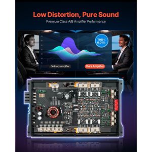 Amplificatore Audio per Auto a 4 Canali, Stabile a 2 Ohm, Bridgeabile, Classe A/B, Gamma Completa, Potenza 4 X 250W @ 4 Ohm o 4 X 500W @ 2 Ohm - Product Image 3