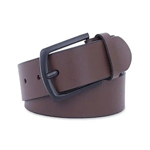 Cinturón Casual de Cuero Marrón Duradero para Hombre, con Hebilla de Latón Negro Mate de Una Sola Punta, Ideal para Jeans - ¡Gran Oferta! - Product Image 2