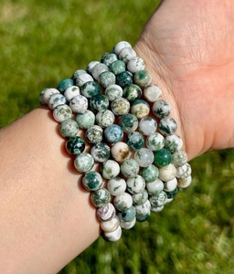 Bracelet unisexe en agate d'arbre Muntaha, qualité supérieure, fait main, perles de 8 mm, gravé, cadeau souvenir, pierre de cristal naturelle, porte-bonheur - Product Image 4