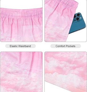 Shorts de sport pour hommes Modern Movements, bleu marine, motif étoiles, taille mi-haute, fermeture à cordon, décontracté, respirant, design rayé - Product Image 3