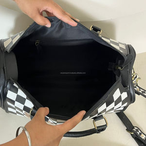 Bolso de Cuero Vacuno Hecho a Mano por Diseñadores, Estilo Occidental, Grande, con Diseño a Cuadros en Blanco y Negro, Bolso Bandolera para Mujer - Product Image 6