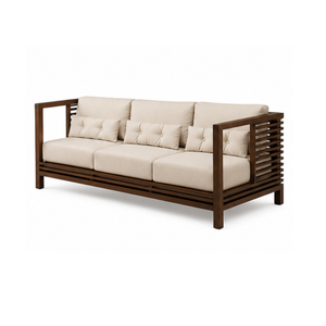 Sofá Moderno de 3 Plazas en Madera de Teca Sólida, Muebles de Lujo para Sala de Estar, Hotel, Apartamento, Villa, con Cojines Tapizados - Product Image 2