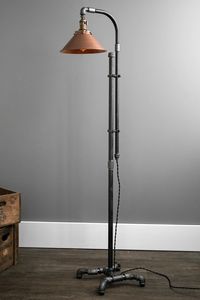 Industrial Floor Lamp Iron Pipe Construction Adjustable Height <b>Black</b> Metal <b>Shade</b> LED E27 Base 6000K Daylight Living Room Use - Product Image 3