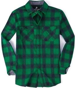 Camisa de Franela a Cuadros Verde para Hombre, de Alta Calidad, Manga Larga, con Logotipo Personalizado, Venta al Por Mayor, Suministro a Granel, Varios Tamaños - Product Image 1