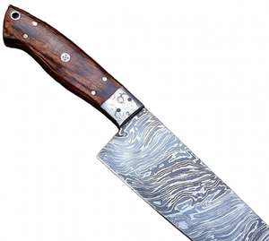 Cuchillo de Chef Artesanal de Acero de Damasco con Mango de Madera de Palisandro, Herramienta de Cocina para Rebanar - Product Image 4