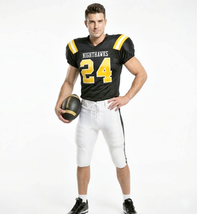 Quick Dry Anti-Bacterial Breathable American Football Uniform Set Black/Yellow Color Combination Premium Quality 100% Polyester - Product Image 5
