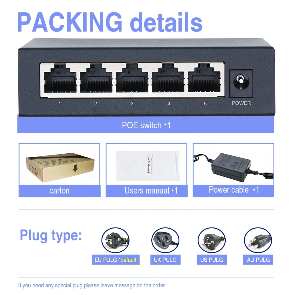 Manufacturers Best Buy Price 5 9 100M Gigabit Port Malta Vlan Support Unmanaged Poe Switch for Hikvision Cctv · image 3