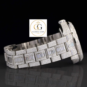 Top Quality Iced Out Moissanite Diamond <b>Watch</b> With <b>Arabic</b> Numeral Hip Hop Style For Casual And Formal Wear for Wholesale Supply - Product Image 4