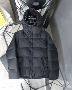 Chaqueta Acolchada para Hombre, Negra, Ecológica, Rellena de Algodón, Cortavientos, de Poliéster, Informal, de Invierno, con Cuello Alto y Cierre de Cremallera Frontal - Product Image 4