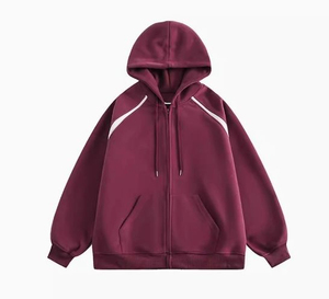Sweat-shirt à capuche zippé blanc pour homme, coupe classique, en molleton bouclette, couleur unie, décontracté, avec poches, pour l'automne - Product Image 3