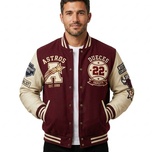 OEM Custom made <b>Vintage</b> Letterman <b>Jacket</b> Hip Hop Chenille Embroidery Patchwork Style Street wear <b>Bomber</b> College Baseball <b>Jacket</b> - Product Image 4